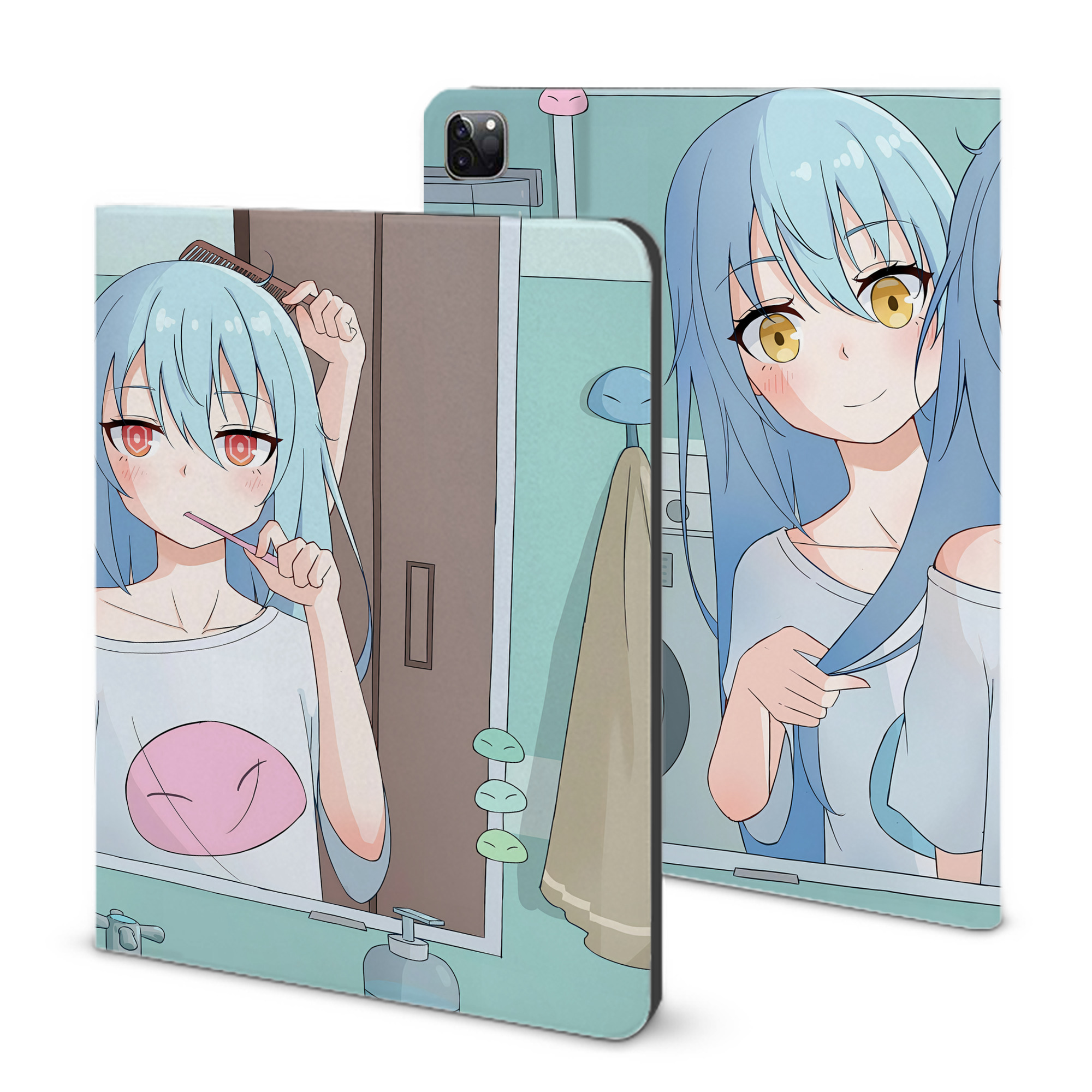 （画像用） 転スラ Regarding Reincarnated to Slime IPad ケース ブック型 PUレザー TPU 耐衝撃 軽量 薄型 ペン収納なし 全面保護 IPad 各モデル対応
